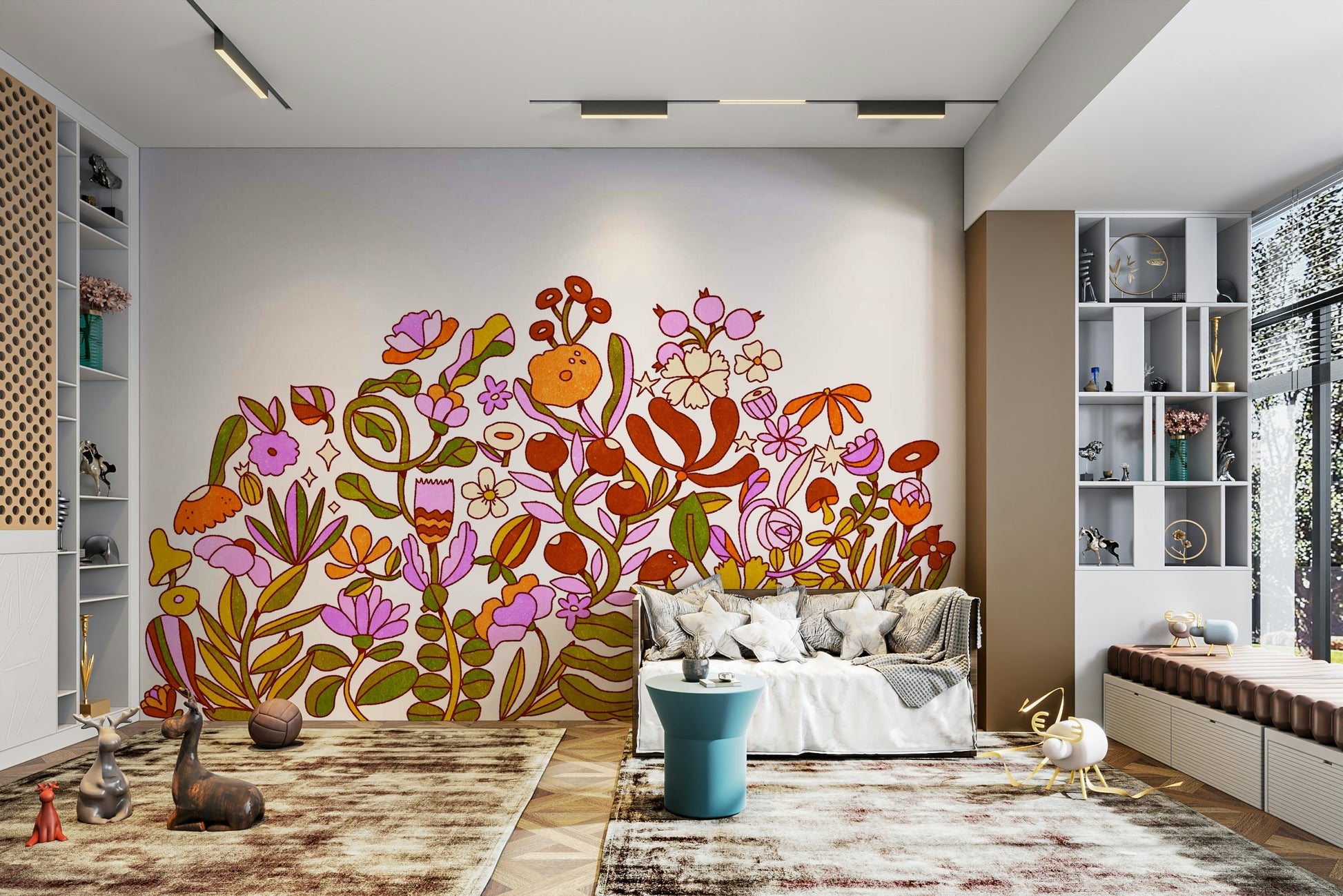 Funky flower wallpaper mural

