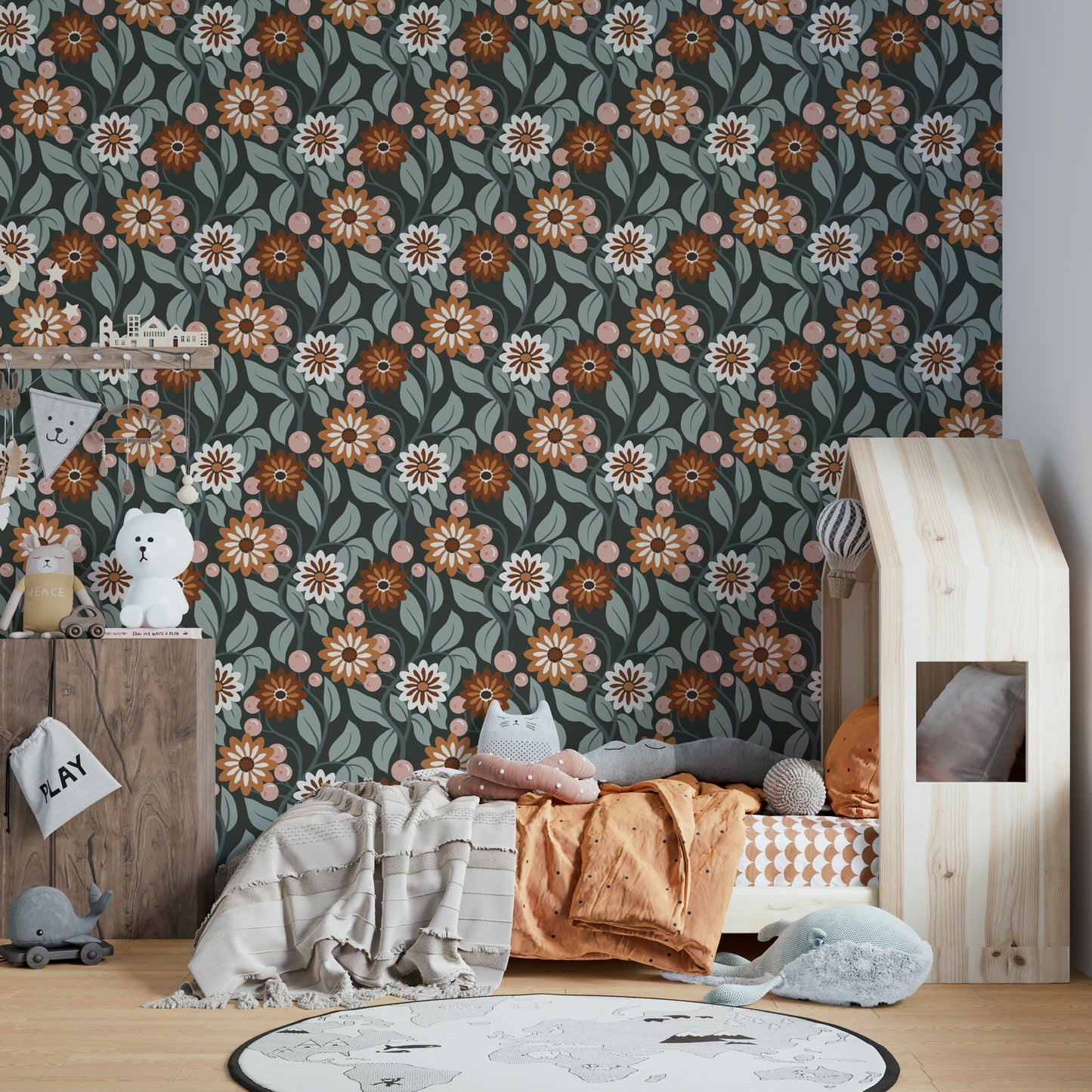 Retro floral wallpaper for walls

