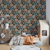 Retro floral wallpaper for walls

