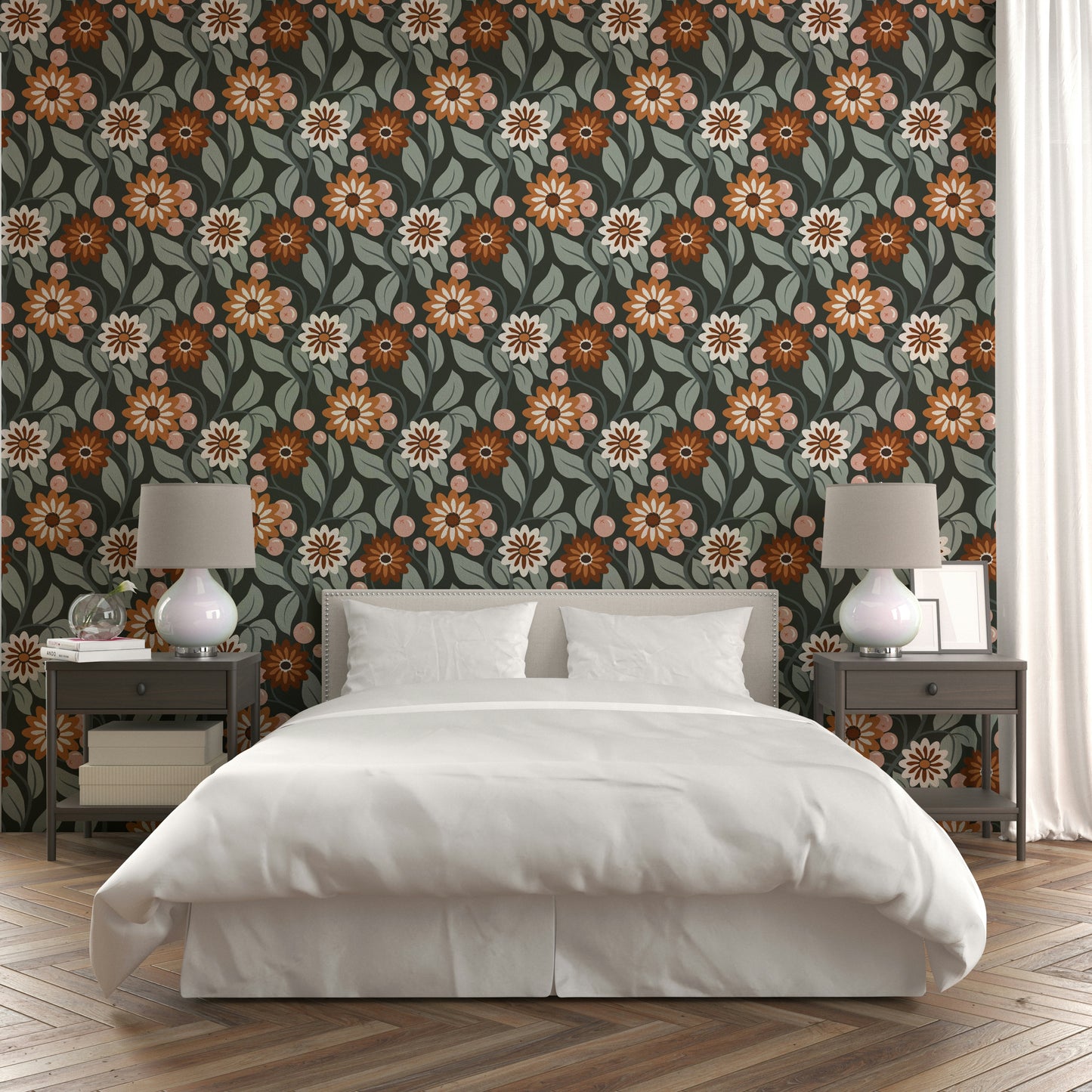 Funky floral wallpaper for rooms

