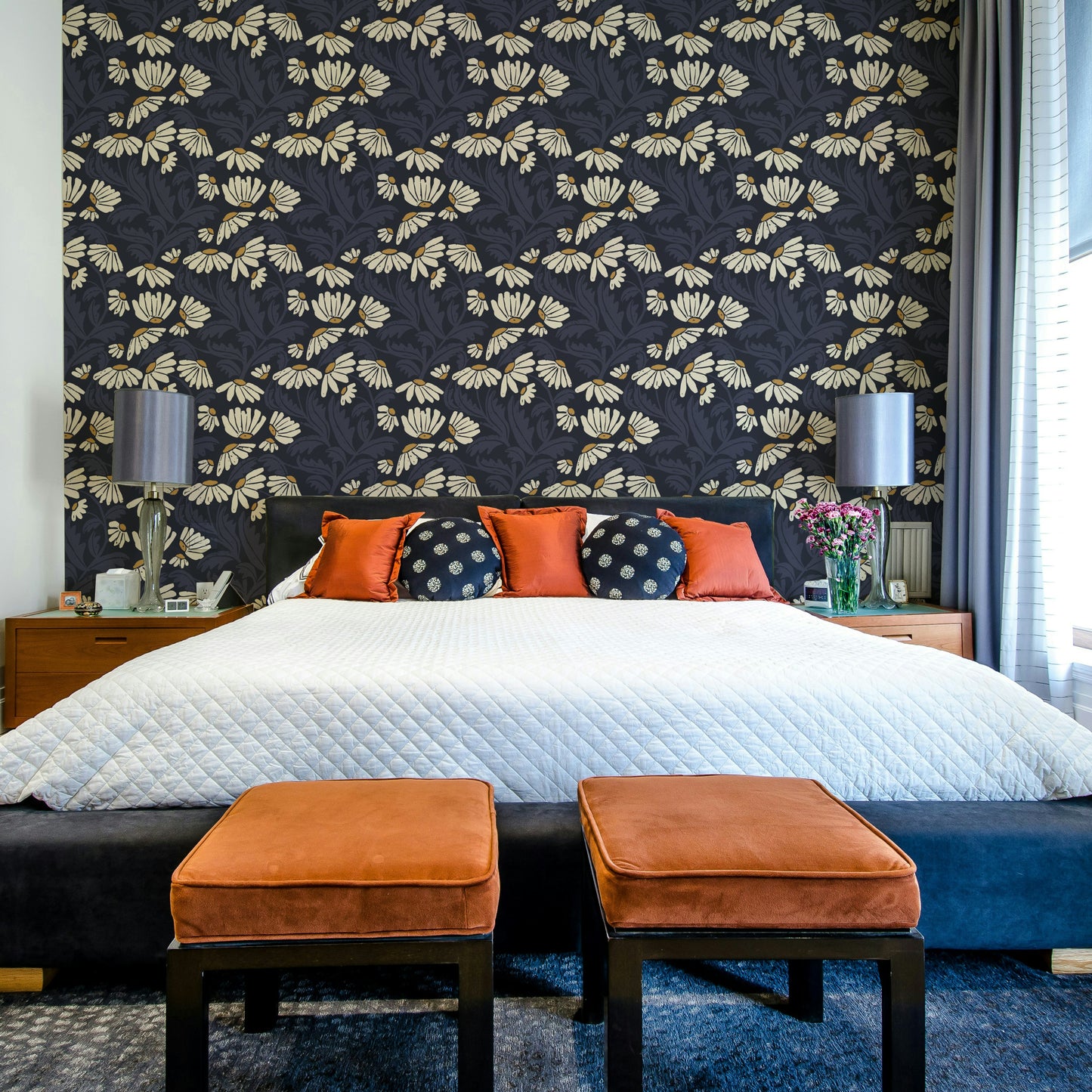 White daisies wallpaper design

