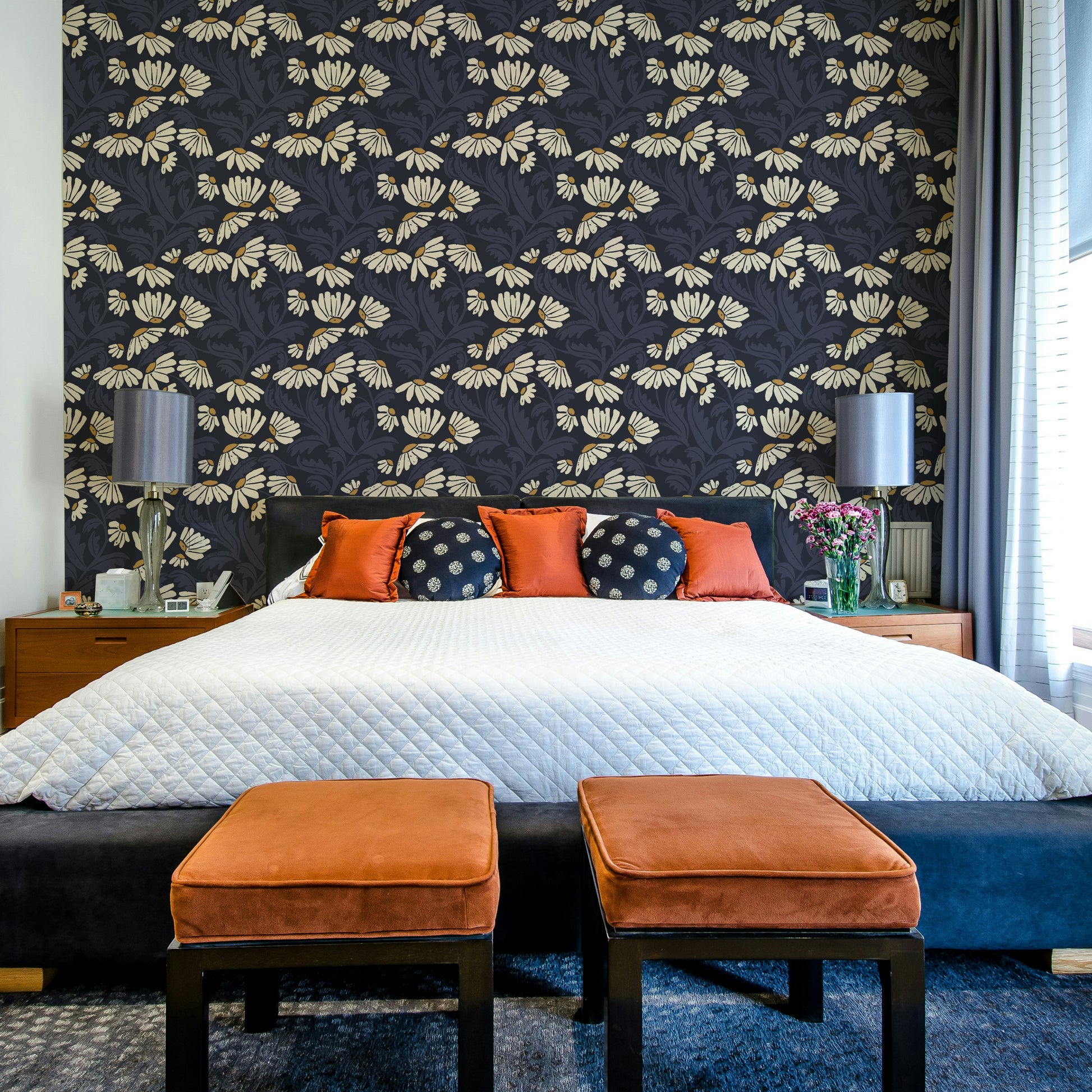 White daisies wallpaper design

