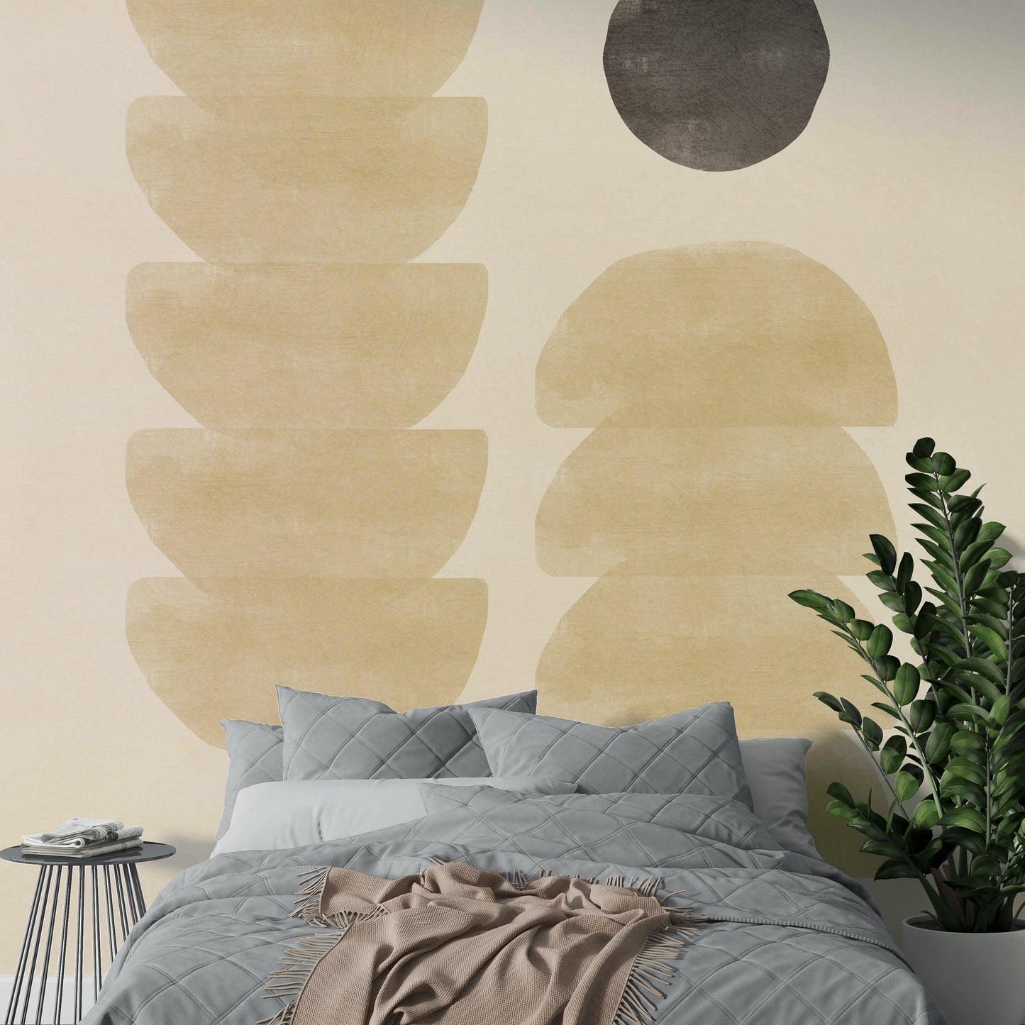 Neutral tone mural wallpaper design

