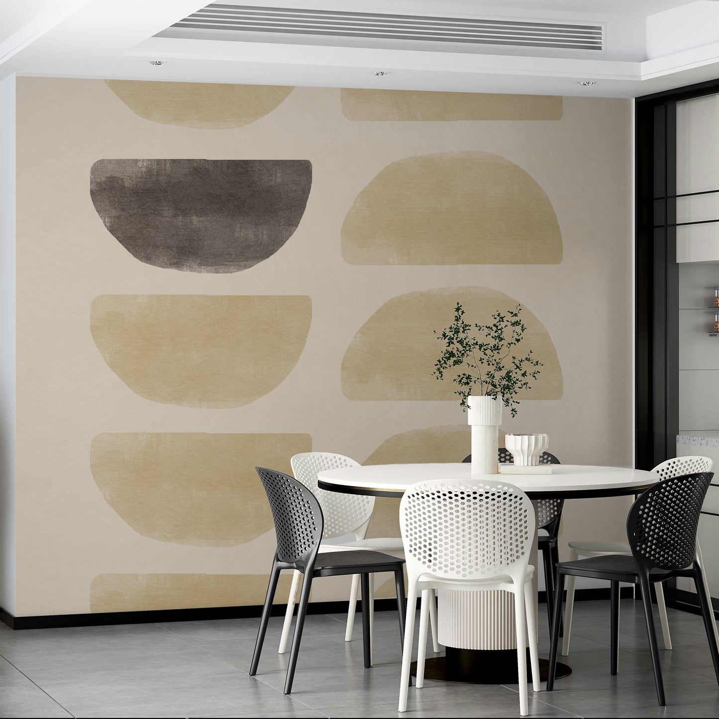 Cream and taupe mural wallpaper

