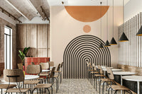Abstract arches in retro wall mural design


