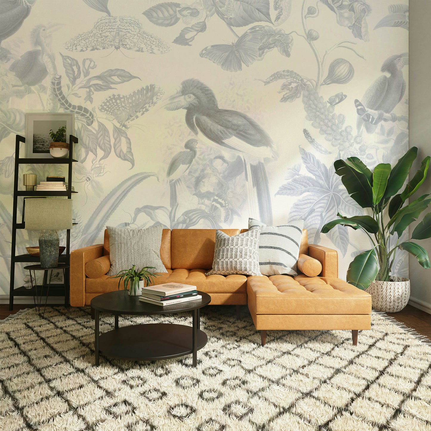 Botanical mural wallpaper style

