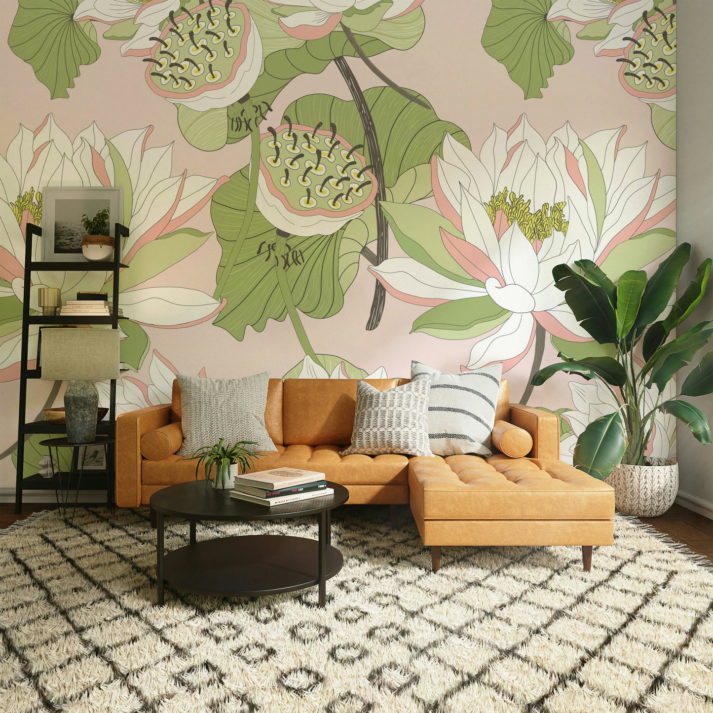Artistic water lily wall design

