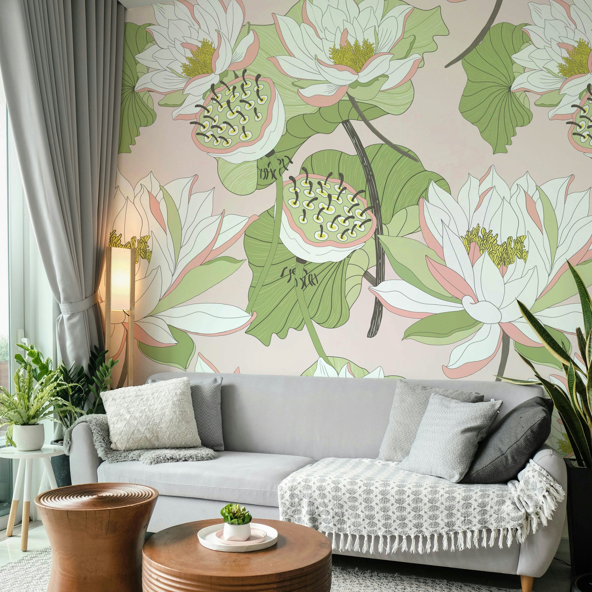 Calm floral mural wallpaper

