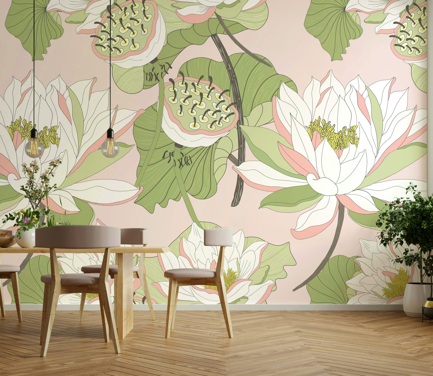 Water lily mural wallpaper

