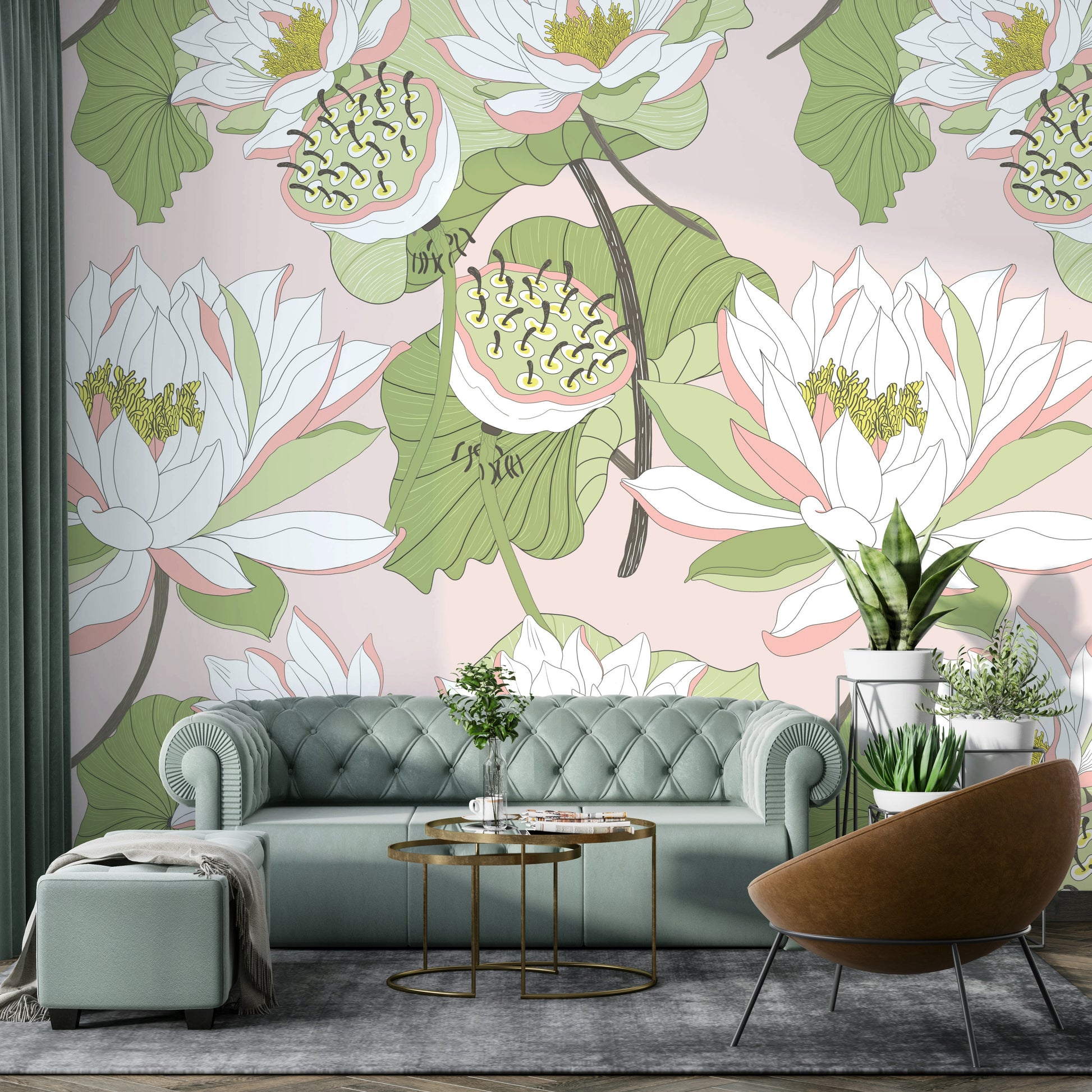 Nature-inspired lily wall mural

