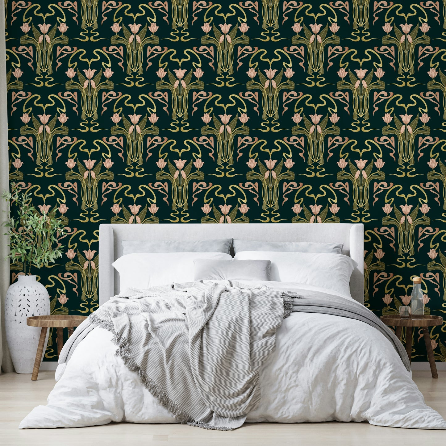 Art Nouveau inspired floral wallpaper

