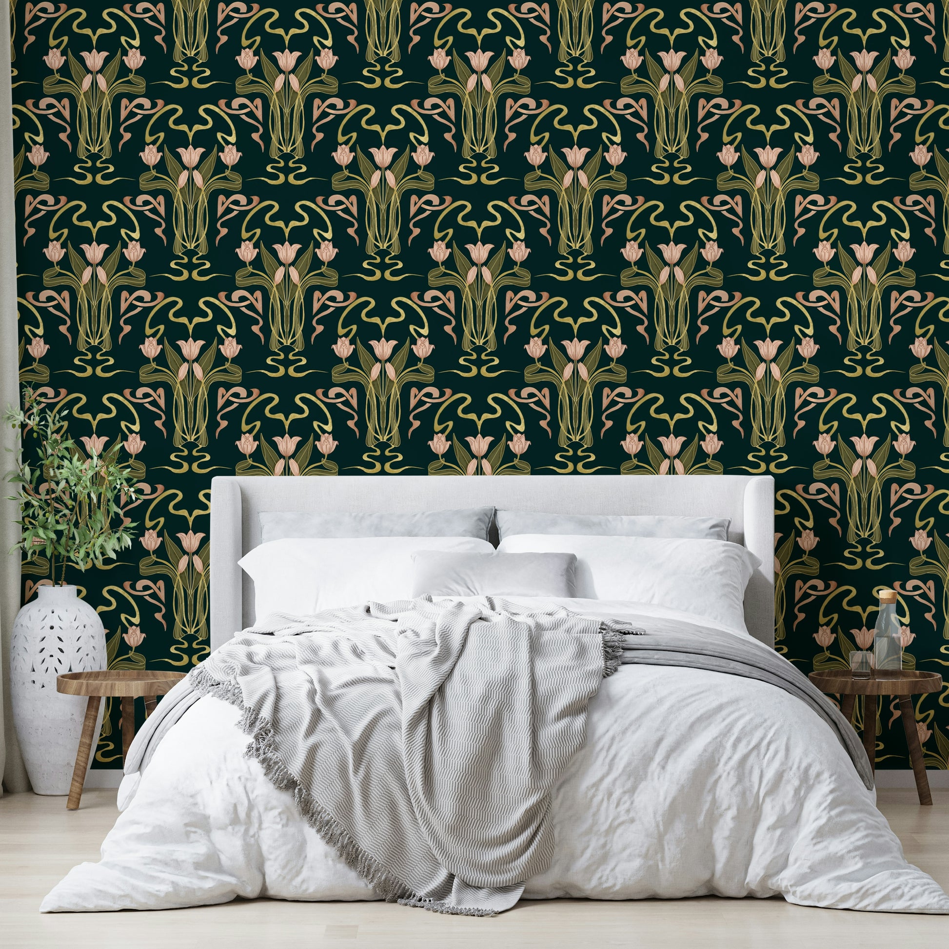 Art Nouveau inspired floral wallpaper

