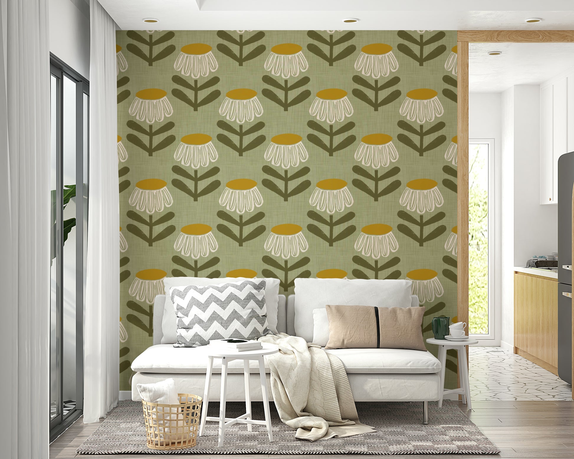 Mid century floral wallpaper

