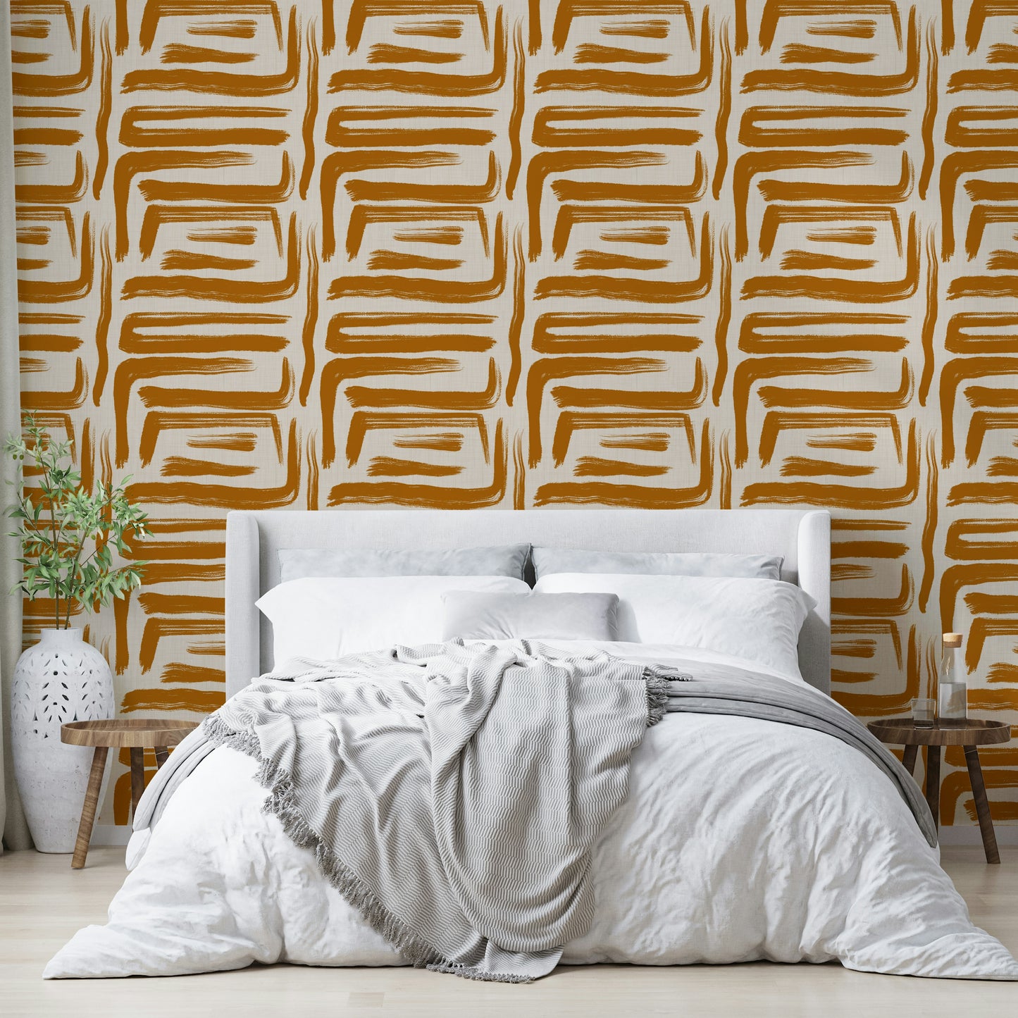 Golden amber wallpaper with bold brush textures

