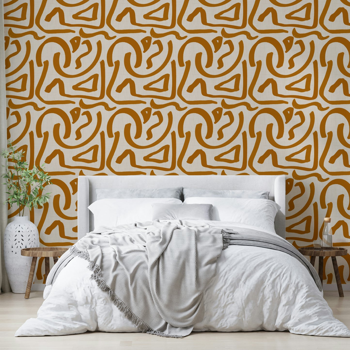 Stylish retro Terra Scribbles wallpaper for interiors

