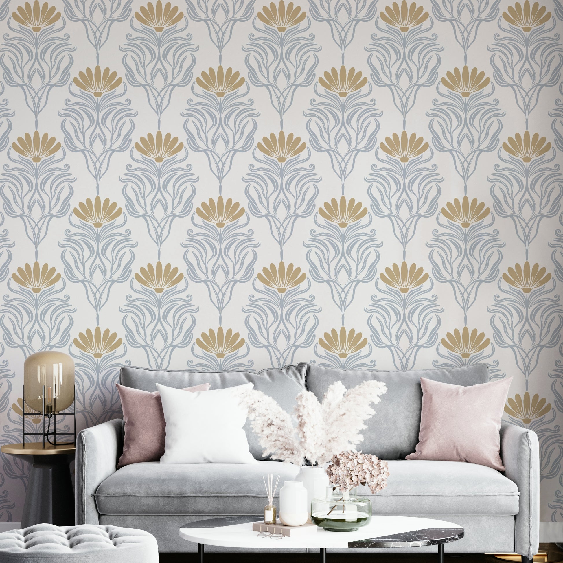 Historical-themed wallpaper with classic motifs

