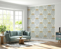 Heritage-inspired wallpaper with antique patterns

