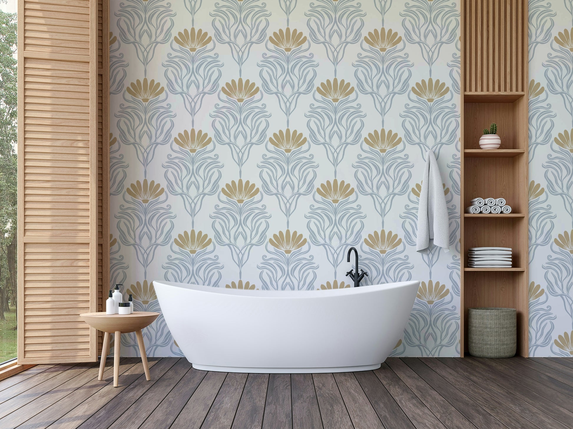 Luxury wallpaper featuring old-world motif patterns

