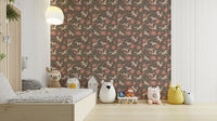 Rustic pony and peony wallpaper in Americana style


