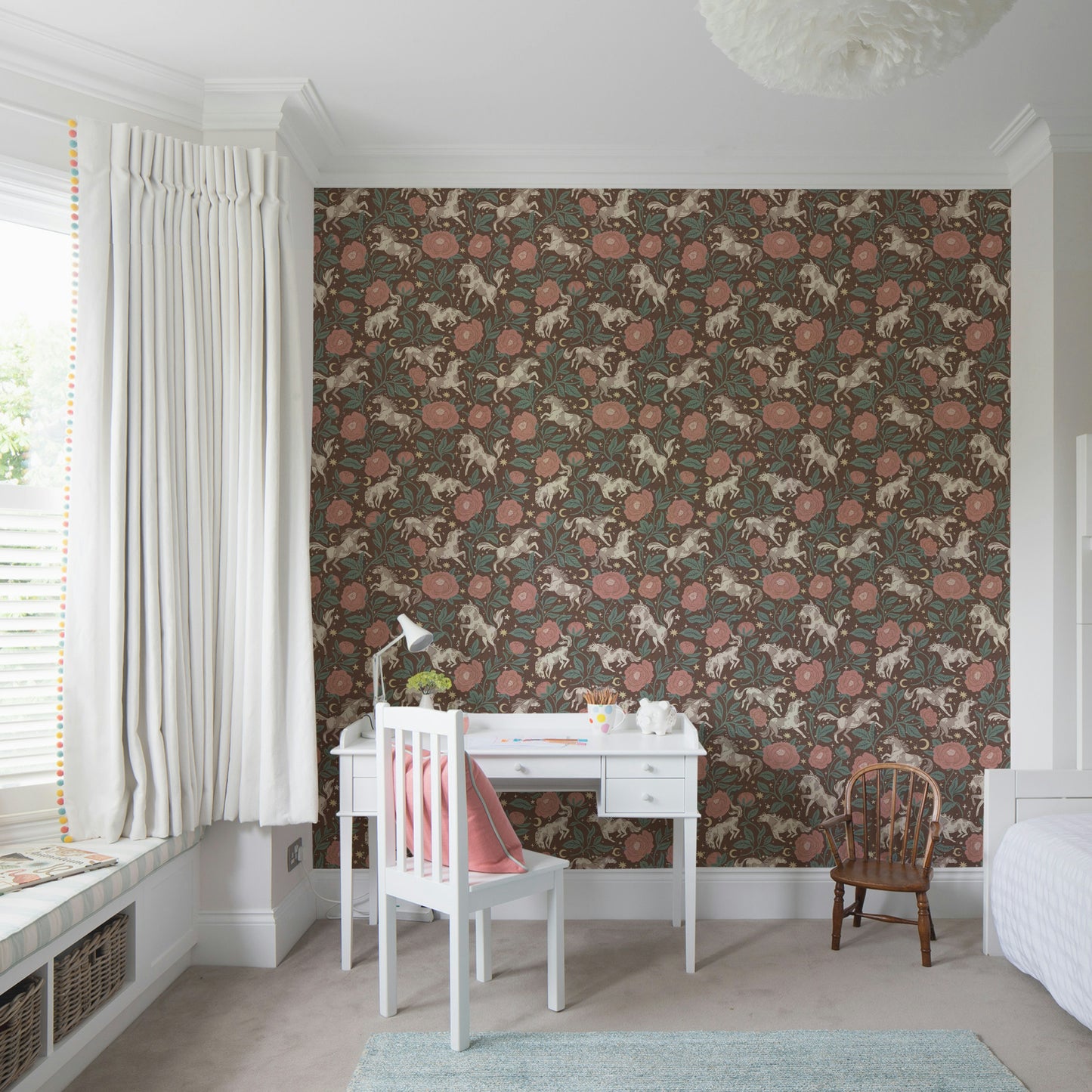 Wild West pony wallpaper with romantic florals