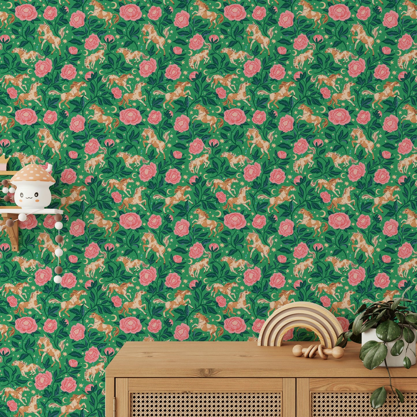 Ponies and Peonies Wild West Americana-08 Wallpaper⁠
