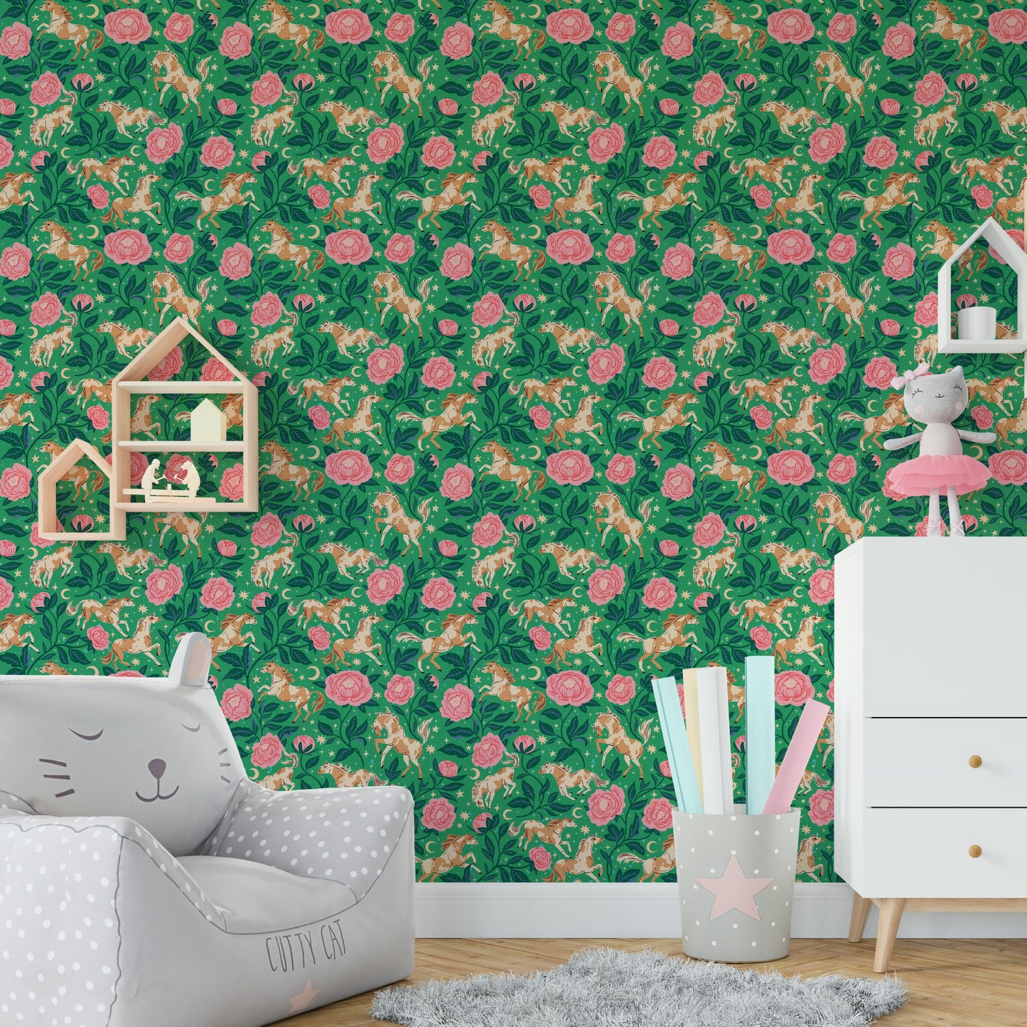 Ponies and Peonies Wild West Americana-08 Wallpaper⁠
