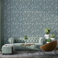 Ocean-inspired wallpaper with flowing sea kale leaves

