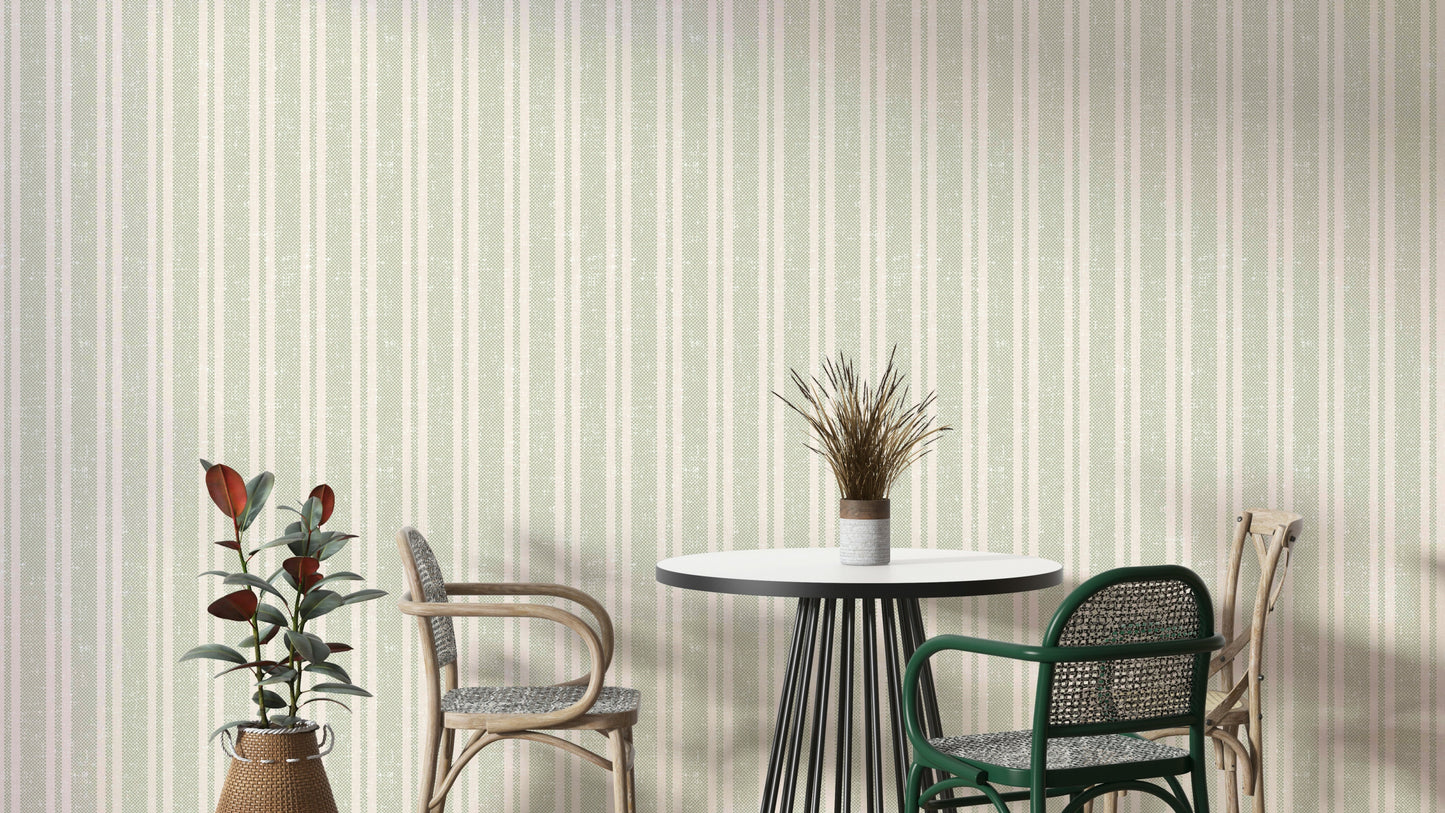 Green sunchair stripe wallpaper for fresh interiors

