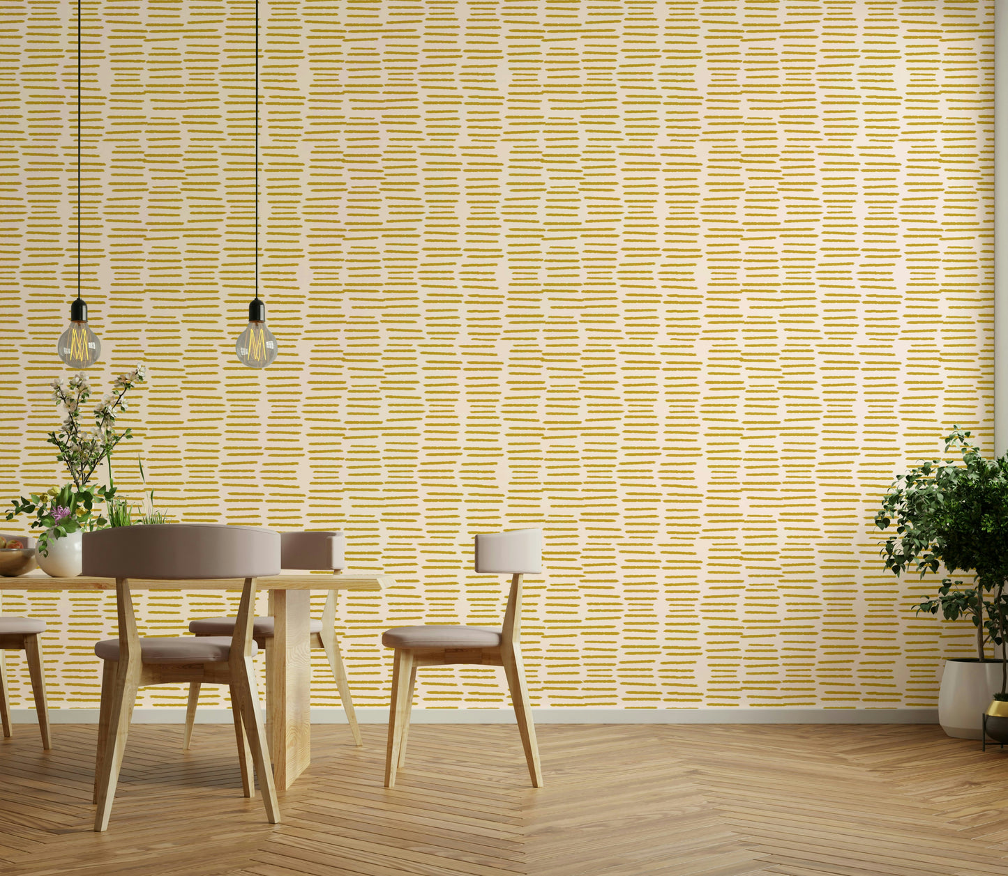 Minimalist wallpaper with yellow brush patterns

