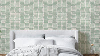 Sage green wallpaper with brush stroke stripes

