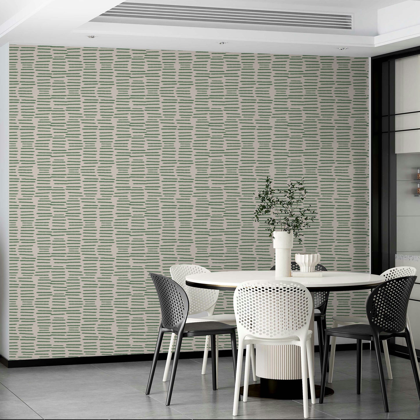 Modern boho wallpaper with organic stripe design

