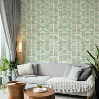 Minimalist boho stripe wallpaper in sage tones

