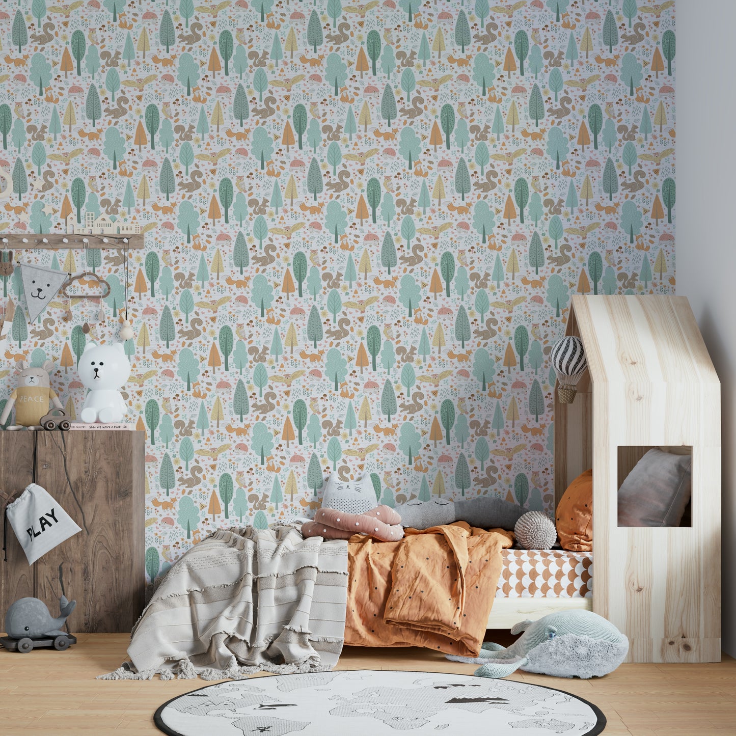 Forest friends wallpaper for children's space

