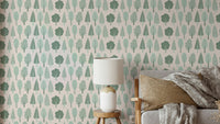 Scandinavian-style woodland wallpaper design

