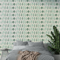 Nature-inspired wallpaper with soft green trees


