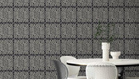 Taupe wallpaper with delicate fern patterns

