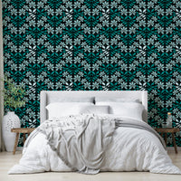 Chic retro wallpaper with groovy flower pattern

