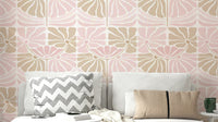 Retro blush blooms wallpaper with soft pink flowers

