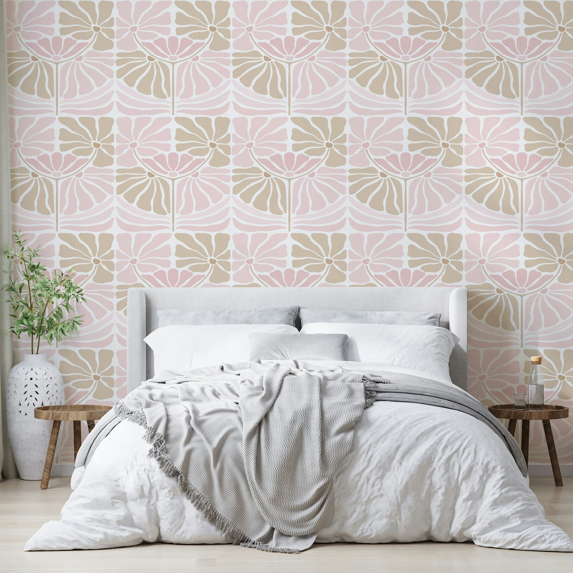 Elegant blush blooms wallpaper for chic rooms

