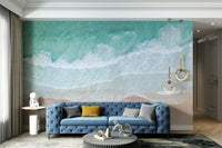 Coastal aerial ocean wallpaper mural design

