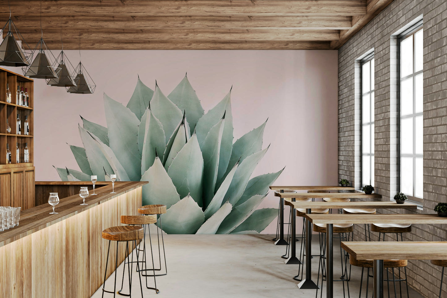 Southwest-style mural with bold agave graphic

