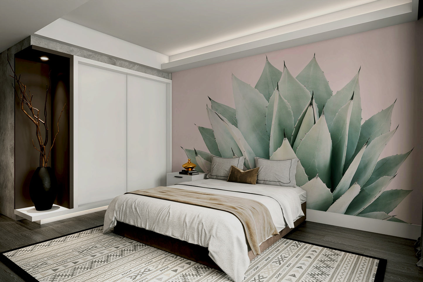 Succulent-inspired agave wall art mural

