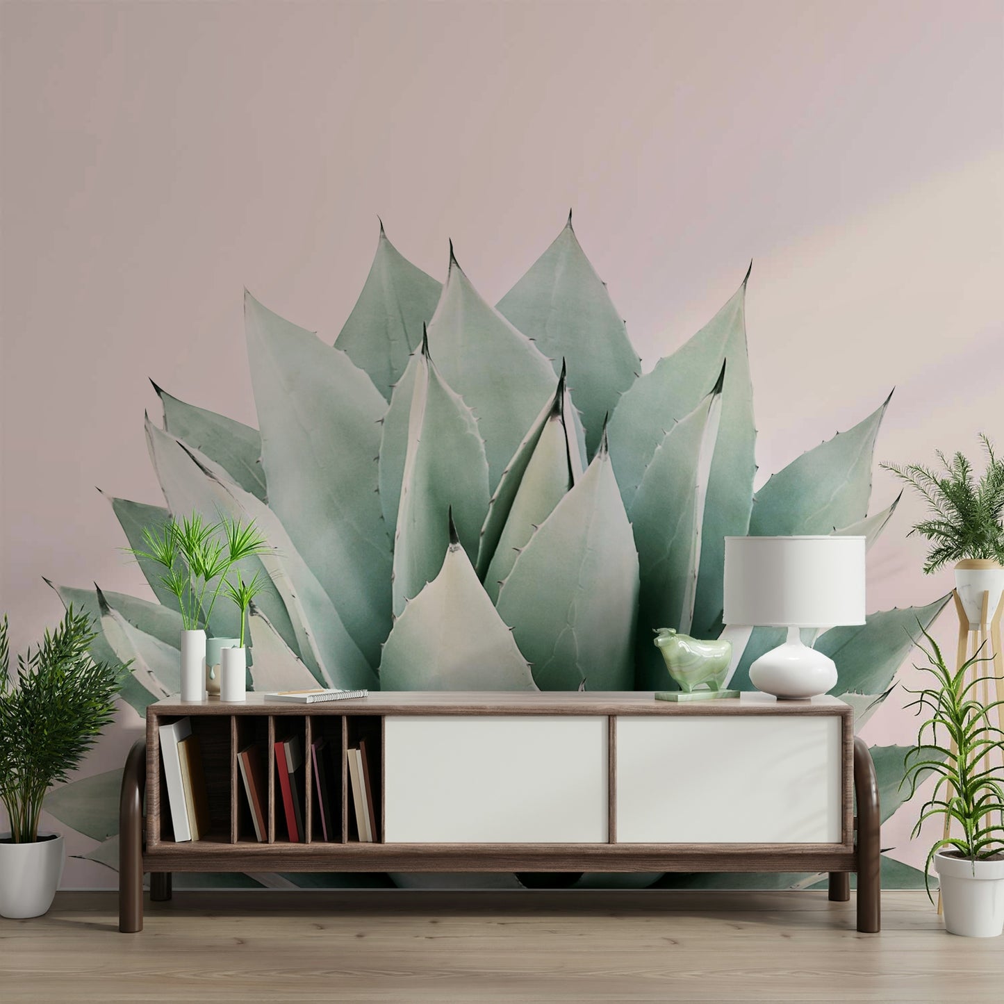 Agave wall mural with desert botanical design

