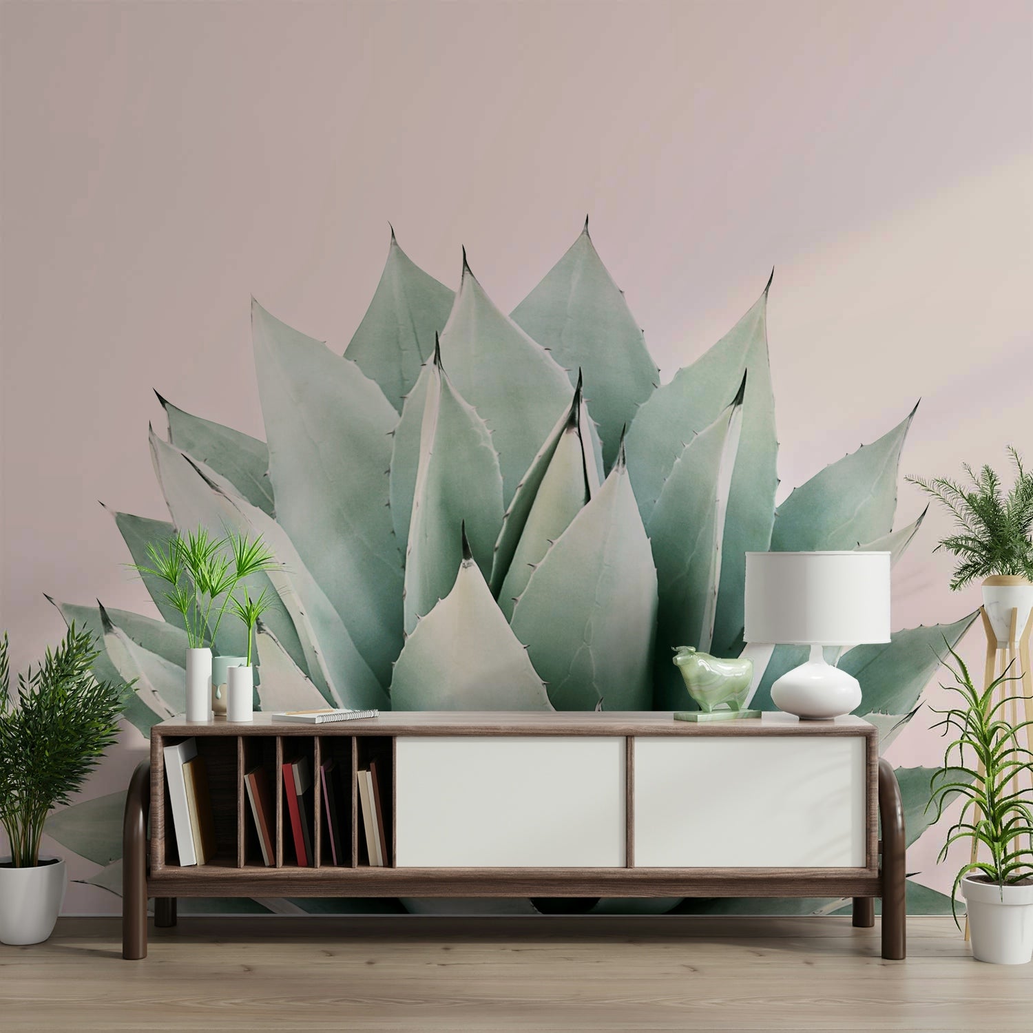 Agave wall mural with desert botanical design

