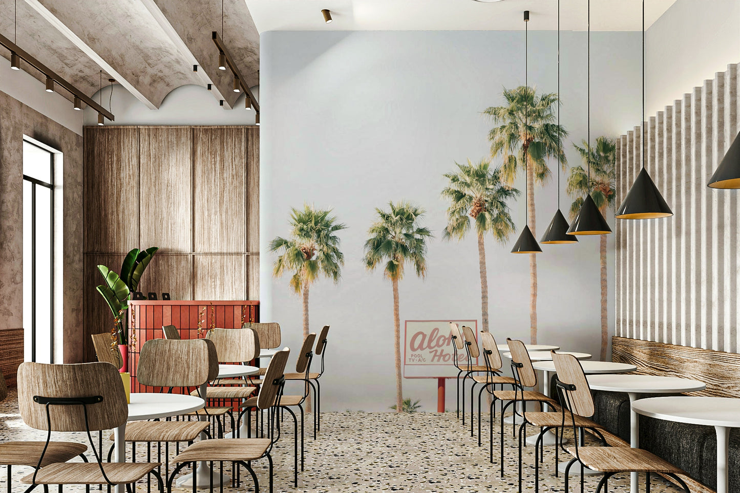 Oceanfront hotel mural with Aloha spirit design

