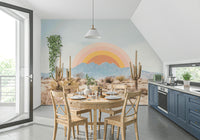 Serene desert sunrise mural for peaceful interiors

