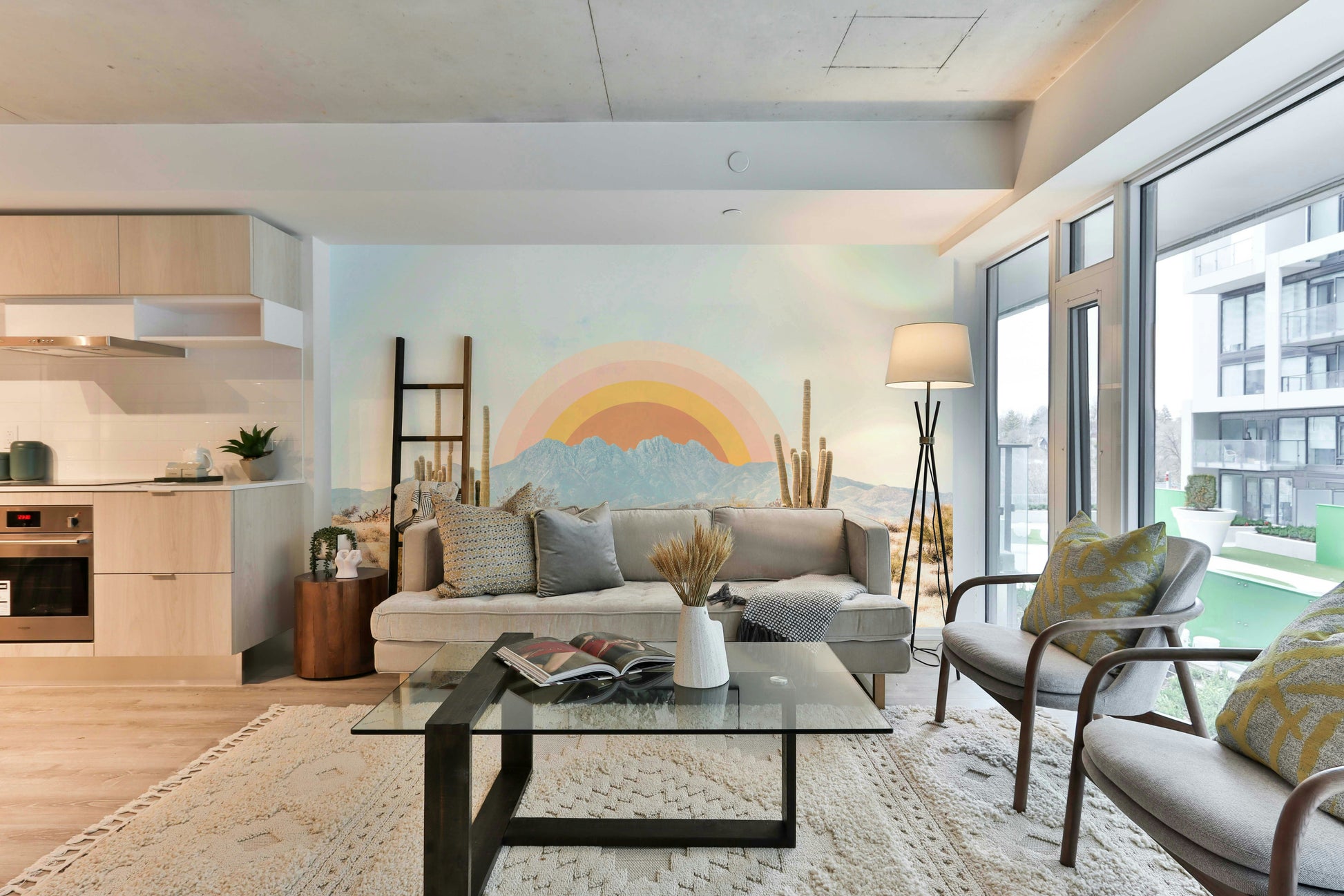 Southwestern landscape mural with morning light


