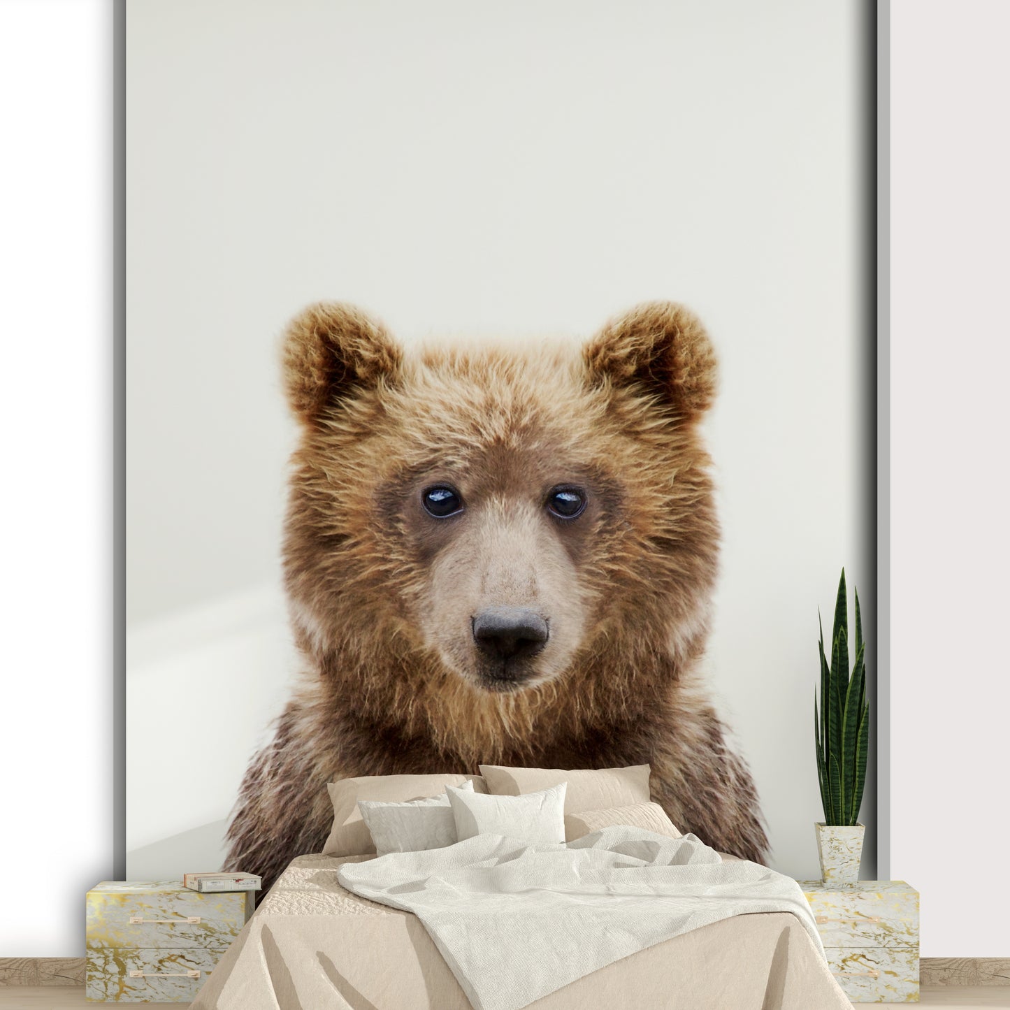 Adorable baby bear wall mural for nursery décor

