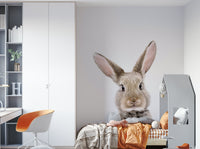 Soft pastel bunny mural for kids’ room

