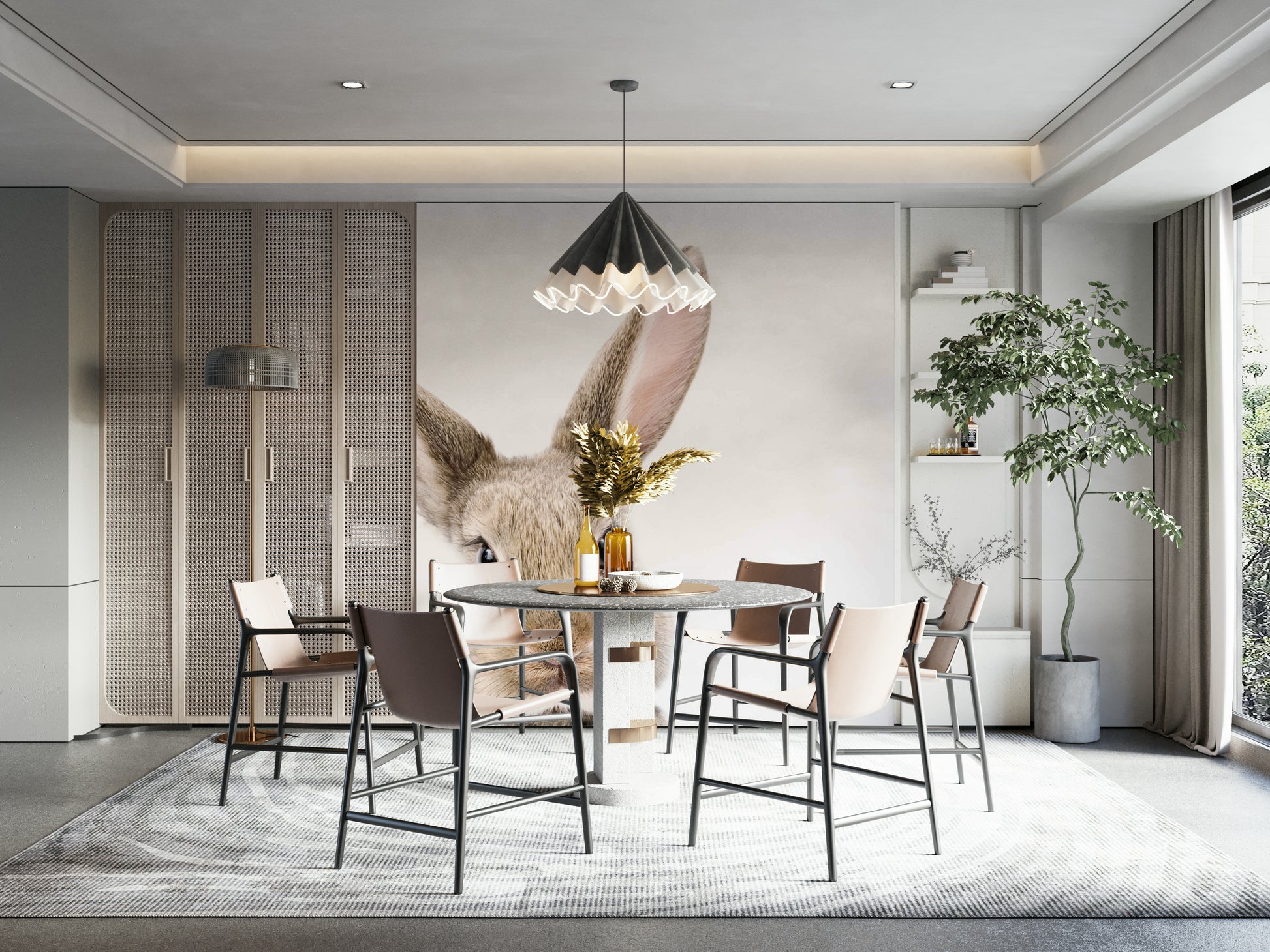 Gentle baby bunny mural for a cozy space

